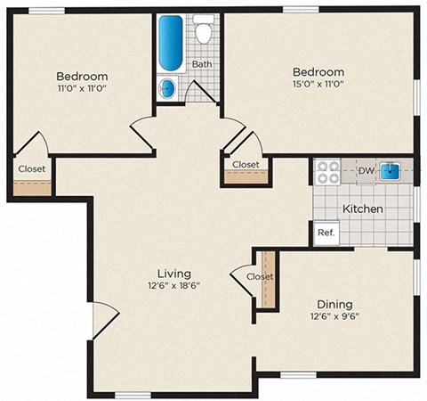 a floor plan of a house with a kitchen and a living room
